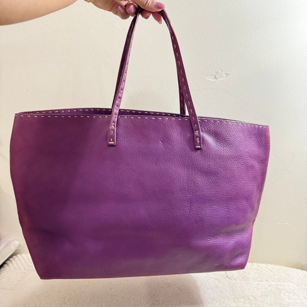 Fendi Selleria Women's Purple Leather Large Tote Bag Serial 49-84-1600